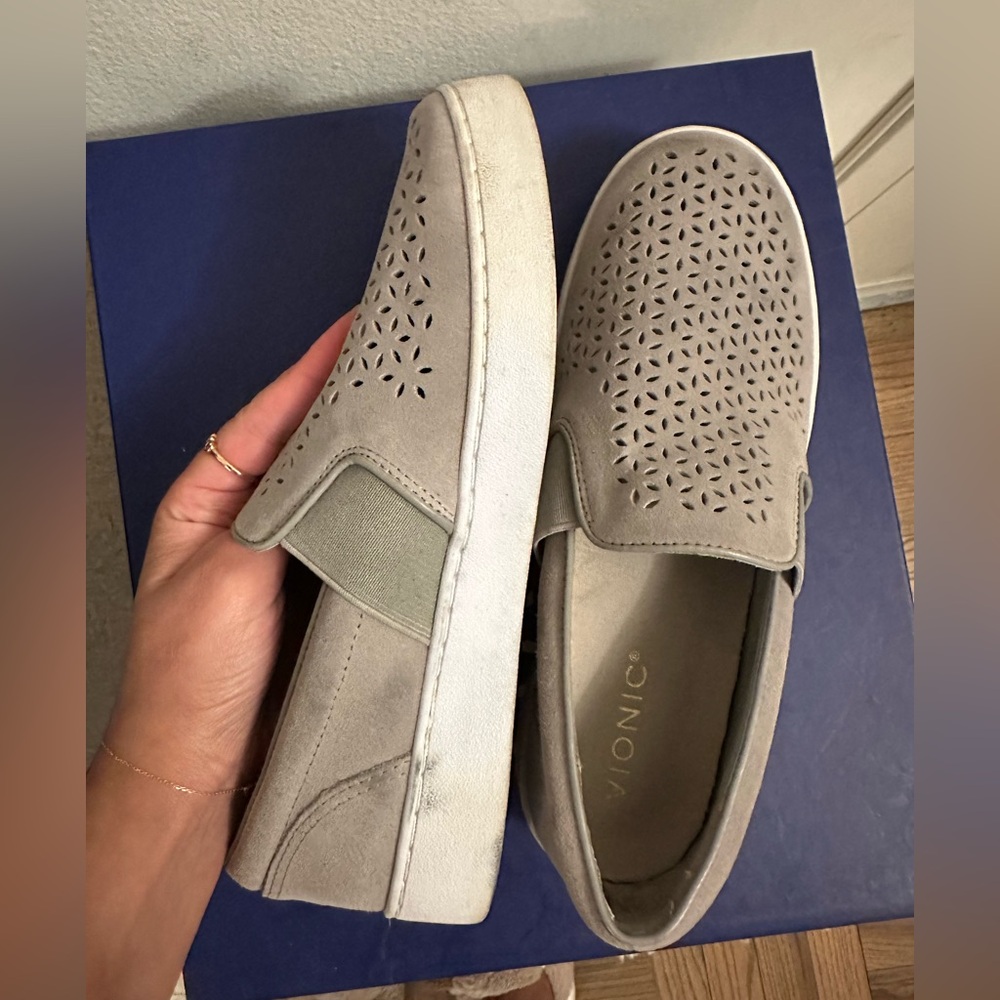 Grey suede loafer